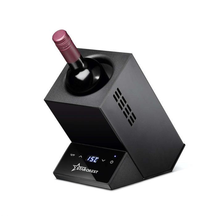 Racitor pentru vin STARCREST SWN-1BT, capacitate 1 sticla, temperatura reglabila 5-15 C, display LED, control touch, otel, Negru