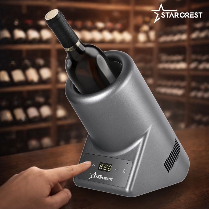 Racitor pentru vin STARCREST SWN-1BT-RSV, capacitate 1 sticla, temperatura reglabila 5-15°C, display LED, control touch, Gri [4]