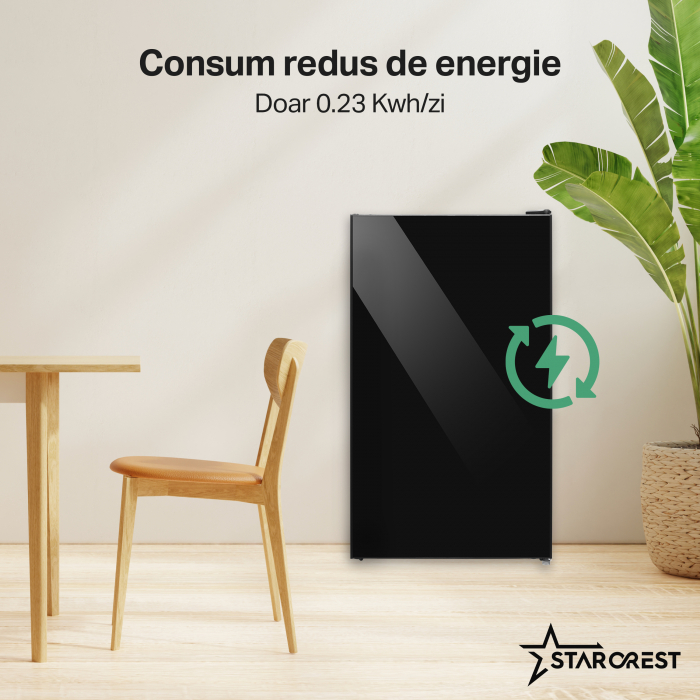 RESIGILAT - Frigider cu o usa STARCREST SF-91GLS-BKE, Clasa E, Capacitate 91L, H 83 cm, Sticla Neagra [4]
