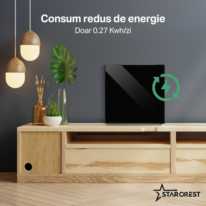 Frigider minibar STARCREST SMB-47GLS-BK, Design modern, 46 l, Clasa E, H 48.8 cm, Sticla Neagra [4]