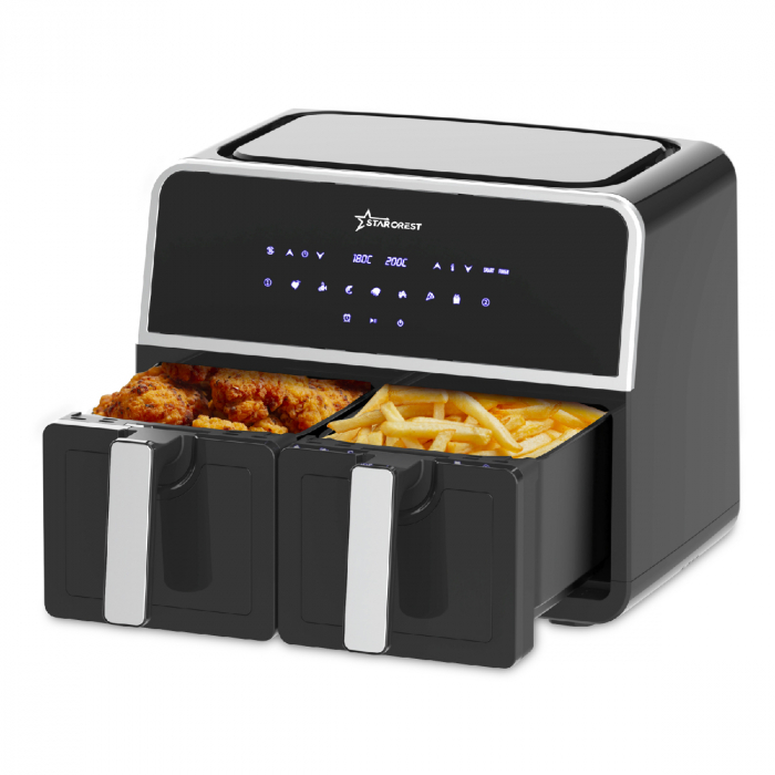 Friteuza cu aer cald STARCREST SFR-9200BK, 1800 W, Cos Dublu, 9 litri, Termostat 80 - 200 °C, 8 programe predefinite, Negru [2]