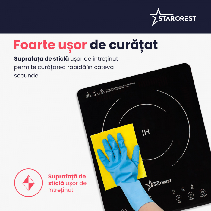 Plita inductie STARCREST SIH-T2000, 2000 W, Touch control, 6 Functii Gatit, Ultra Slim Design [6]