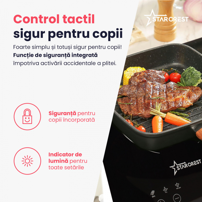 Plita inductie STARCREST SIH-T2000, 2000 W, Touch control, 6 Functii Gatit, Ultra Slim Design [7]