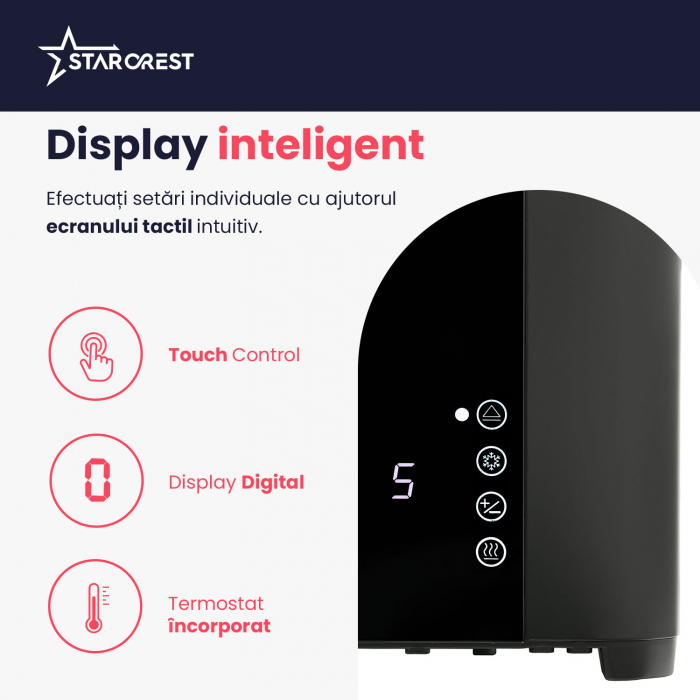 Prajitor de paine digital STARCREST SDT-850BLK, 850 W, 2 felii, Display Led Touch, 4 Functii, Otel inoxidabil, Negru [4]