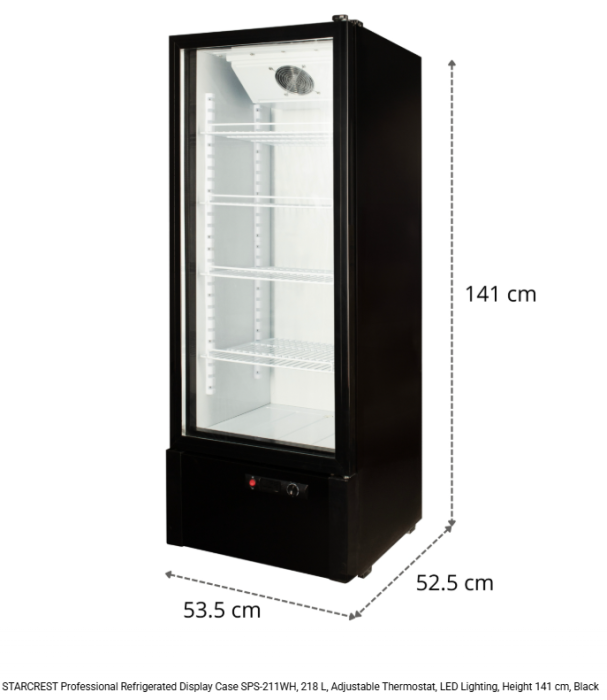 Vitrina frigorifica profesionala STARCREST SPS-211WH, 218 L, Termostat reglabil, Iluminare LED, H 141 cm, Alb [2]