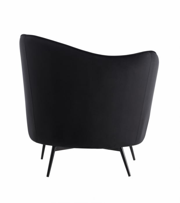 Retro armchair - Black Armchair dimensions: 78x76x85 cm Seat depth: 58 cm Seat width 56 cm Seat height 40 cm Material: metal legs, velvet upholstery, foam filling Maximum weight supported 150kg Pr