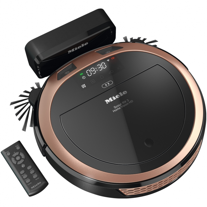 Robot de aspirare Miele Scout RX3 Home Vision, 30W, Sistem de navigare 3D, 71 dB, Recipient praf 0.4 l, Autonomie 120 min, Rose gold