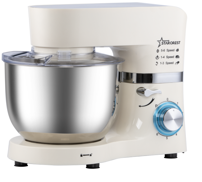 Robot de bucatarie STARCREST SKM-1500CR, 1500W, Bol 5.5 L Inox, 5 Accesorii, 6 Viteze + Pulse, Angrenaje metalice, Crem + Inox [6]