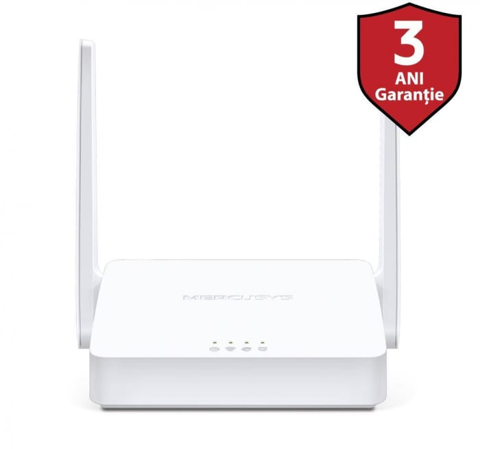 Router Wireless Mercusys N 300 Mbps, MW301R; Standarde Wireless: IEEE 802.11n, IEEE 802.11g, IEEE 802.11b, Frecventa: 2.4 - 2.4835GHz, Rata semnal: 11n: Up to 300Mbp, 11g: Up to 54Mbps, 11b: Up to 11M