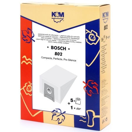 Sac aspirator pentru bosch siemens typ e,d,g, hartie, 5 saci + 1 filtru, km