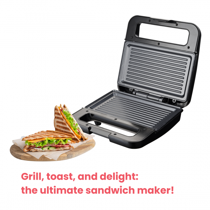 RESIGILAT - Sandwich-maker Grill Panini STARCREST SSM-2130IX,  750 W,  Indicatar LED, Finisaj Premium Dark Inox [4]