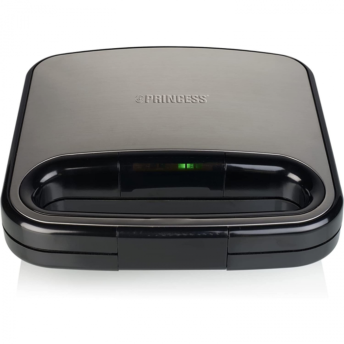 Sandwich-Maker Princess 127005, 750 W, Grill, placi neaderente, indicator luminos, suprafata grill 22.4 x 12.4cm, Negru