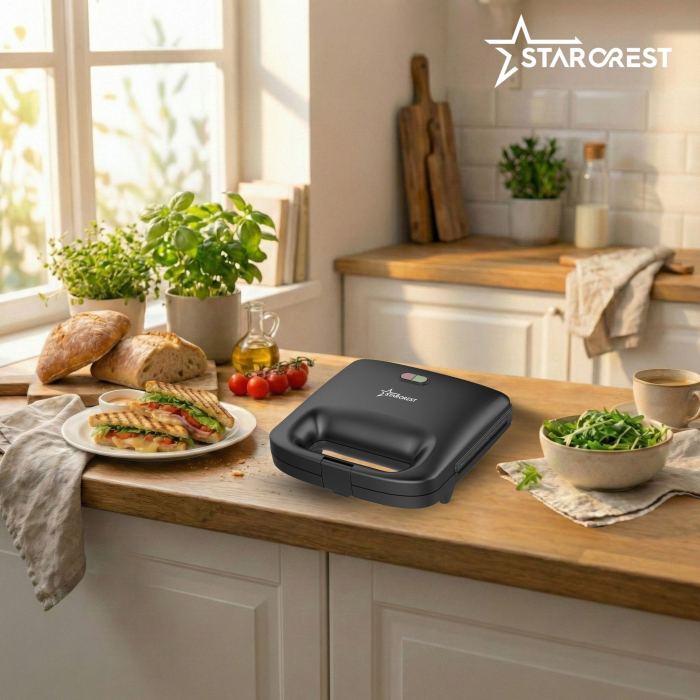 Sandwich-maker STARCREST SSM-2575BK, 750 W, Placi cu invelis ceramic antiaderent,  Dimensiune placi 23 x 14.5 cm, Negru [5]