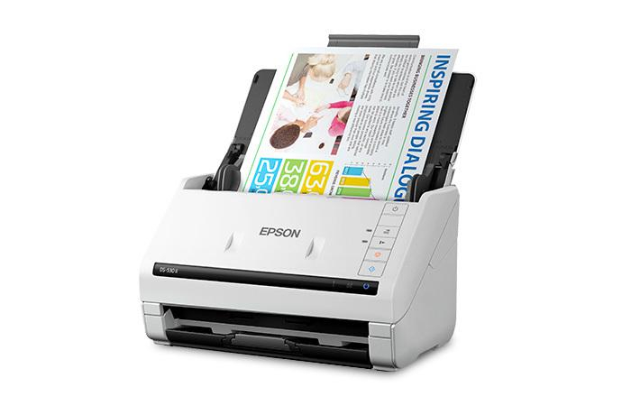 Scanner Epson DS-530II, dimensiune A4, tip sheetfed, viteza scanare: 70 ipm alb-negru si color, rezolutie optica 600x600dpi, ADF Single Pass 50 pagini, duplex, senzor CCD, Scan to Email, Scan to FTP,