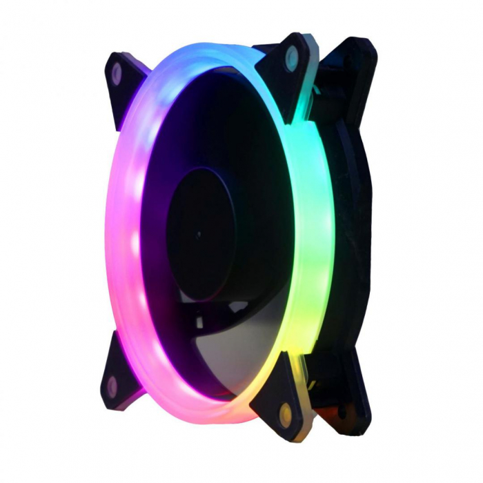 Set 3 ventilatoare Segotep Pro Vibrant 120mm iluminare RGB, iluminare Ring LED RGB (18 LED-uri, multiple efecte de iluminare),sistem de montare anti-vibratii, 1500 10% RPM, 35.2 CFM, 23.8 dBA, 1.04 mm