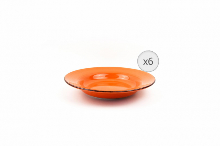 SET 6 FARFURII PENTRU PASTE, CERAMICA 22 CM, GALA ORANGE, ART OF DINING BY HEINNER