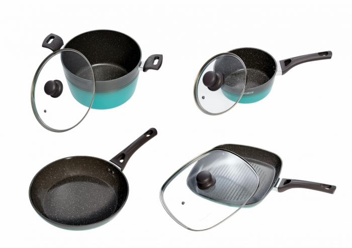 SET GATIT 7 PIESE ALUMINIU, GREEN COOK, COOKING BY HEINNER