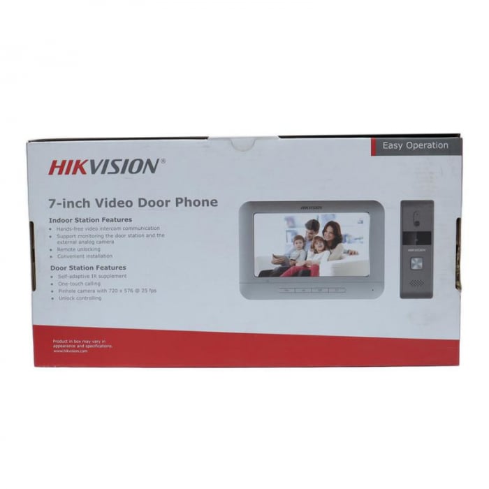 Set videointerfon color Hikvision DS-KIS203T; montaj pe 4 fire; setul este format din post exterior DS-KB2421T-IM si monitor interior DS- KH2220,...