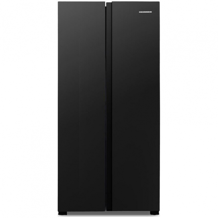 Side by side heinner hsbs-441nfbkf+, 441l, full no frost, compresor inverter, functie smart, clasa f, h 178 cm, negru