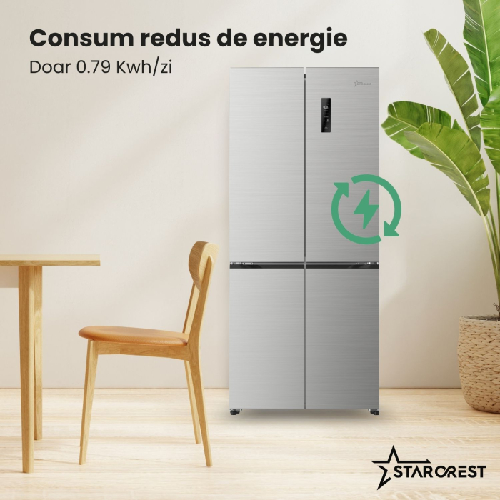 Side by side STARCREST SSCD-463IXE, 463 l, Clasa E, Full No Frost, Compresor Inverter, Display digital, Compartiment convertibil 81 l, H 192 cm, Inox [4]
