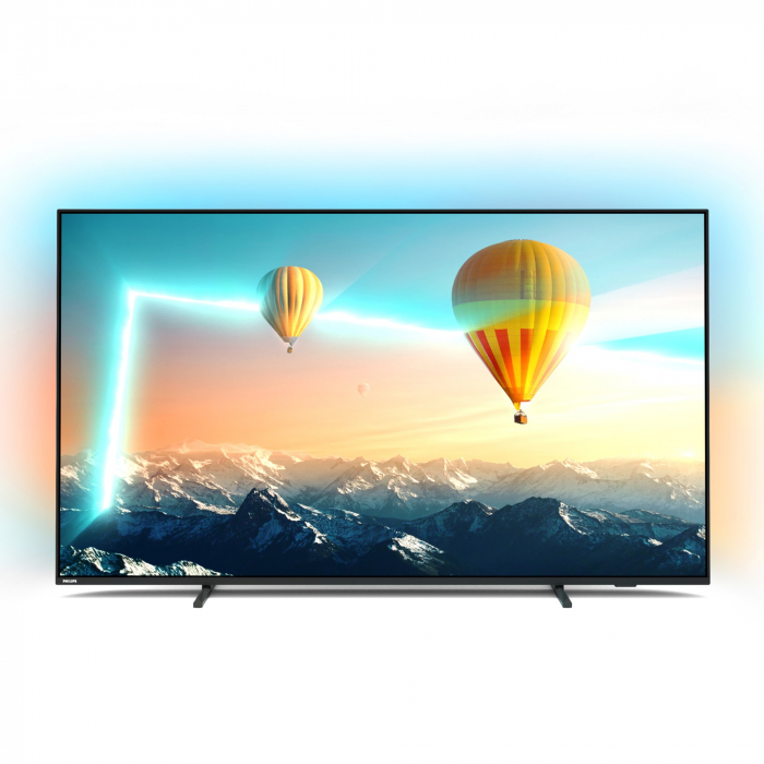 Smart TV Philips Ambilight 65PUS8007 12 (Model 2022) 65 (164CM), LED 4K, Negru, Plat, Android TV, Mirroring iOS Android, Pixel Precise Ultra HD, HDR10+ HLG, 60 Hz, DVB-T T2 T2-HD C S S2, 20 W, Wi-Fi B