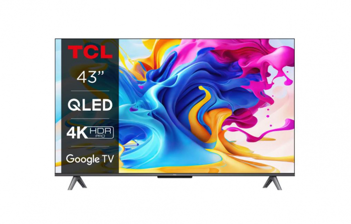 Smart TV TCL 43C645 (Model 2023) 43 (108CM), QLED 4K UHD, Brushed titanium metal front, Flat, Google TV, Mirroring iOS Android, AiPQ 3.0 Engine, HDR10+ HLG Dolby Vision IQ Dolby AC-4 Dolby Atmos Dolb