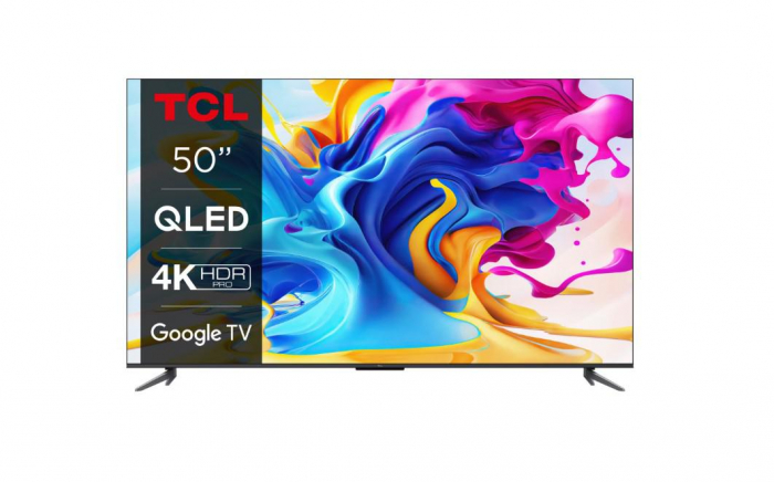 Smart TV TCL 50C645 (Model 2023) 50 (126CM), QLED 4K UHD, Brushed titanium metal front, Flat, Google TV, Mirroring iOS Android, AiPQ 3.0 Engine, HDR10+ HLG Dolby Vision IQ Dolby AC-4 Dolby Atmos Dolb