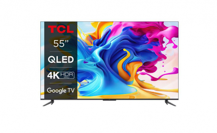 Smart TV TCL 55C645 (Model 2023) 55 (139CM), QLED 4K UHD, Brushed titanium metal front, Flat, Google TV, Mirroring iOS Android, AiPQ 3.0 Engine, HDR10+ HLG Dolby Vision IQ Dolby AC-4 Dolby Atmos Dolb