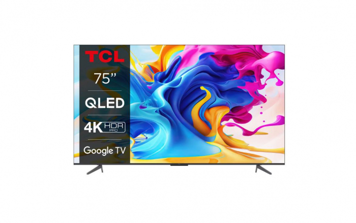 Smart TV TCL 75C645 (Model 2023) 75 (189CM), QLED 4K UHD, Brushed titanium metal front, Flat, Google TV, Mirroring iOS Android, AiPQ 3.0 Engine, HDR10+ HLG Dolby Vision IQ Dolby AC-4 Dolby Atmos Dol