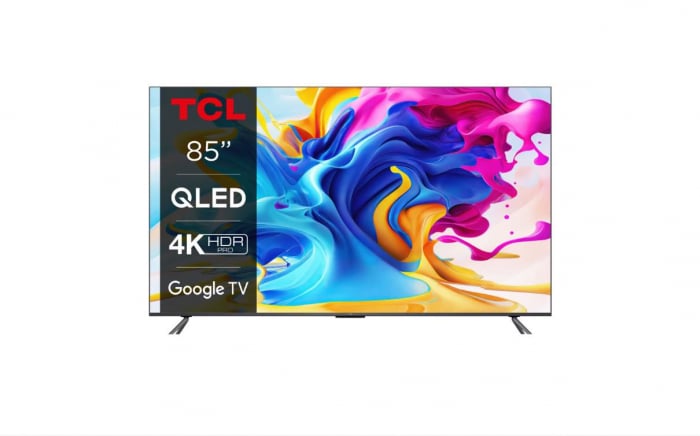 Smart TV TCL 85C645 (Model 2023) 85 (216CM), QLED 4K UHD, Brushed titanium metal front, Flat, Google TV, Mirroring iOS Android, AiPQ 3.0 Engine, HDR10+ HLG Dolby Vision IQ Dolby AC-4 Dolby Atmos Dolb