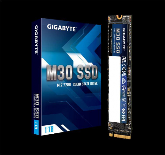 SSD GIGABYTE M30 1 TB, M.2, PCIe 3.0x4, NVMe 1.3, Viteza citire: 3500 MB s, Viteza scriere: 3000 MB s.
