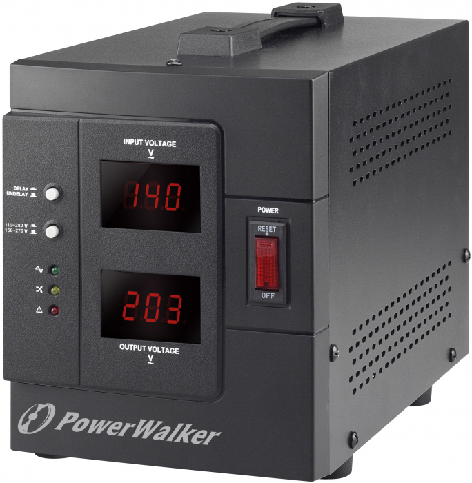 Stabilizator de tensiune 1500VA 1200W, iesire 2xShuko, protectie la supratensiune, PowerWalker