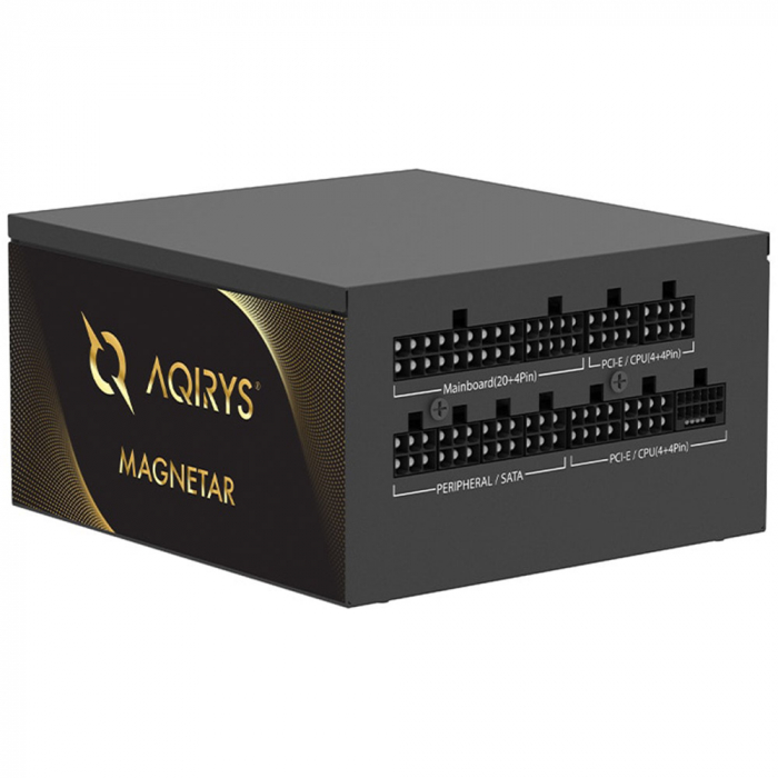Sursa Aqirys Magnetar 1000W 80 Gold Plus TECHNICAL DATA Continuous power: 1000W Form factor: ATX ATX Version: ATX V2.52 (3.0 Ready) Efficiency: 80PLUS Gold certified Intel C6 C7: Yes PFC: Active