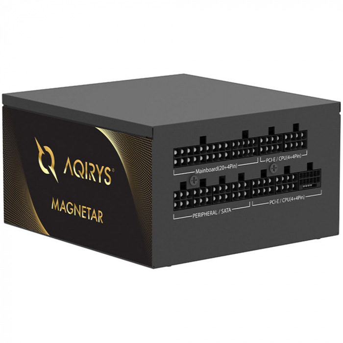 Sursa Aqirys Magnetar 850W 80 Gold Plus TECHNICAL DATA Continuous power: 850W Form factor: ATX ATX Version: ATX V2.52 (3.0 Ready) Efficiency: 80PLUS Gold certified Intel C6 C7: Yes PFC: Active Ill
