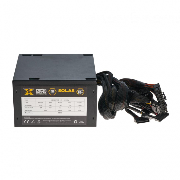 Sursa atx serioux solas bronze, pfc activ, certificare 80+ bronze, eff peste 85%, cabluri mansetate, 700w