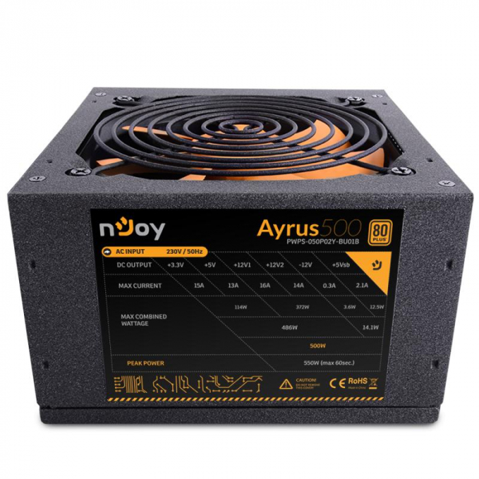 Sursa njoy ayrus 500, pfc pasiv, 80 plus, 500w