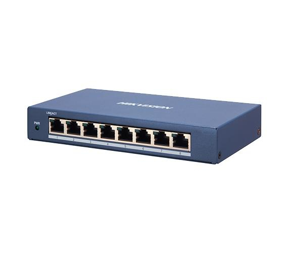 Switch 8 porturi Gigabit Hikvision DS-3E1508-EI, L2, Smart Managed, 8 A gigabit RJ45 porturi, switching capacity 16 Gbps, network topology manage...