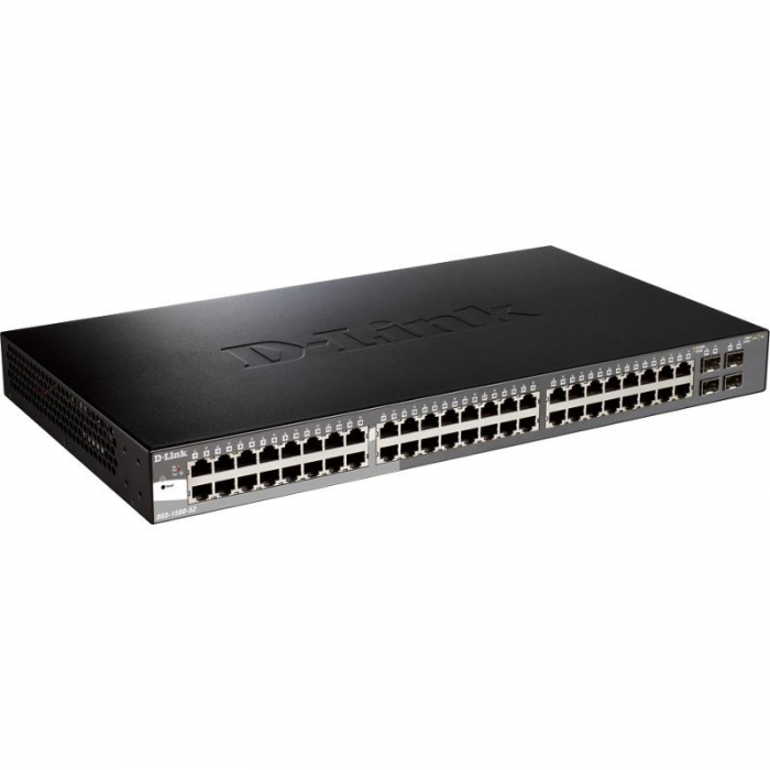 Switch D-Link DGS-1520-52, 48 porturi Gigabit, 4 porturi SFP, Capacity 76Gbps, 16K MAC, 17 Rackmount, 1 fan