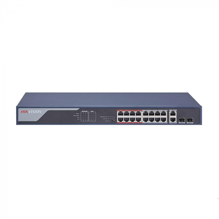 Switch Hikvision DS-3E0318P-E(B), 16-port, PoE