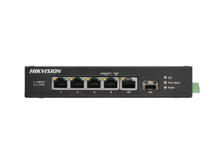 Switch Hikvision DS-3T0306HP-E HS, 4-port, HiPOE