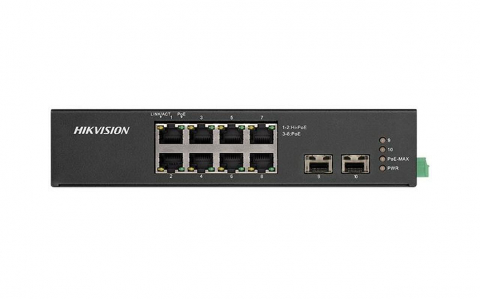 Switch Hikvision DS-3T0510HP-E HS, 8-Port, PoE