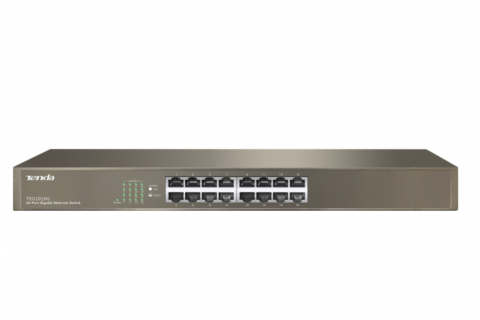 Switch Tenda TEG1016G, 16 porturi, Gigabit, desktop montabil in rack