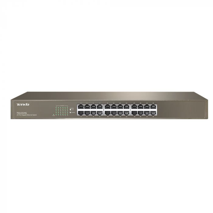 Switch Tenda TEG1024G, 24 porturi, Gigabit, desktop montabil in rack