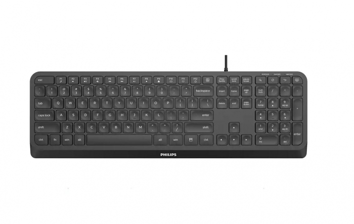 Tastatura Philips SPK6207, cu fir, 104 taste, 1.6m, negru