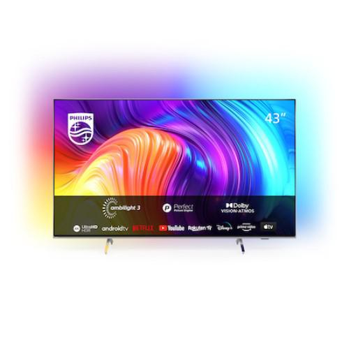Televizor Philips Ambilight 43PUS8507 12 (Model 2022) 43 (108CM), LED 4K, Silver, Flat, Android TV, Mirroring iOS Android
