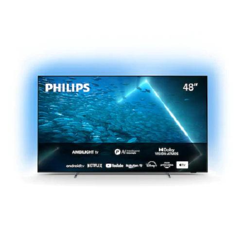 Televizor Philips Ambilight 48OLED707 12 (Model 2022) 48 (121CM), OLED 4K, Black, Flat, Android TV, Mirroring iOS Android