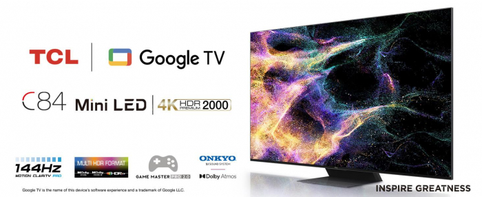 Televizor TCL QLED 65C845, 164 cm (65 ), Smart Google TV, 4K, 144Hz