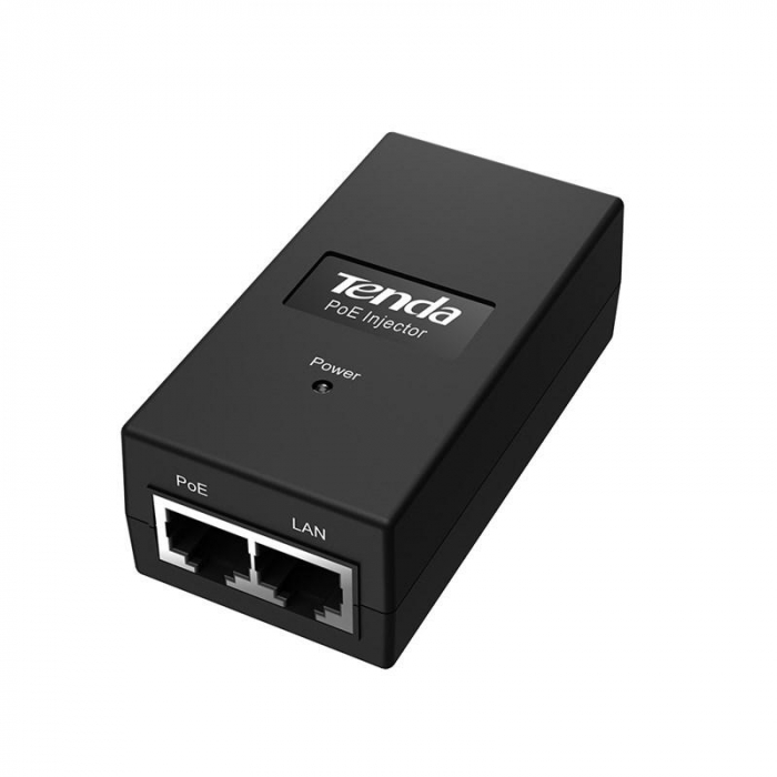 Tenda POE Injector POE15F, 10 100Mbps; Compatible with IEEE802.3 ,IEEE802.3u Standard; Transmission range up to 100M; Power output can bematched automatically; 1 FE port; 1 data and power output po