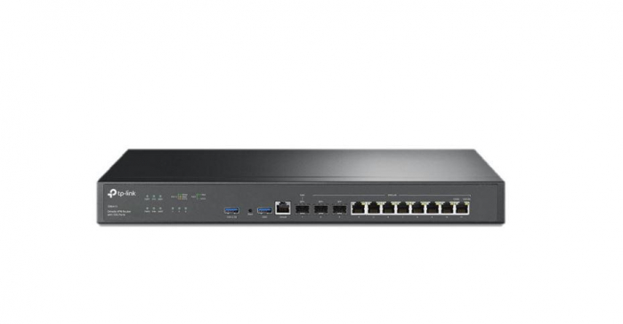 TP-LINK Omada Router VPN Multi-WAN cu Porturi 10G, ER8411, Interfata: 2A Porturi 10GE SFP+ (1A WAN, 1A WAN LAN), 1A Port WAN LAN SFP Gigabit, 8A Porturi WAN LAN RJ45 Gigabit, 1A Port RJ45 pe console,