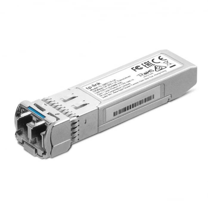 TP-Link Single-mode SFP+ LC Transceiver, Standards and Protocols: IEEE 802.3ae, TCP IP, 10 Gbps, Max. Cable Length: 10 km, Wave Length: 1310 nm.